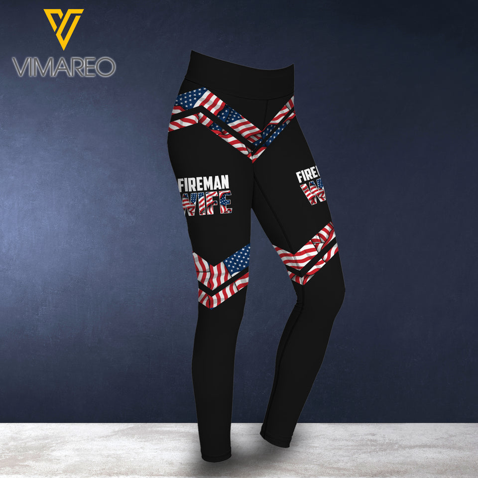 AMERICAN FIREMAN WIFE  CRISS-CROSS TANK TOP LEGGING