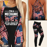 AMERICAN MECHANIC WIFE  CRISS-CROSS TANK TOP LEGGING