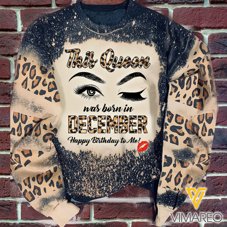 THIS QUEEN WAS BORN IN DECEMBER BLEACHED SWEATSHIRT PRINTED TNTQ2109
