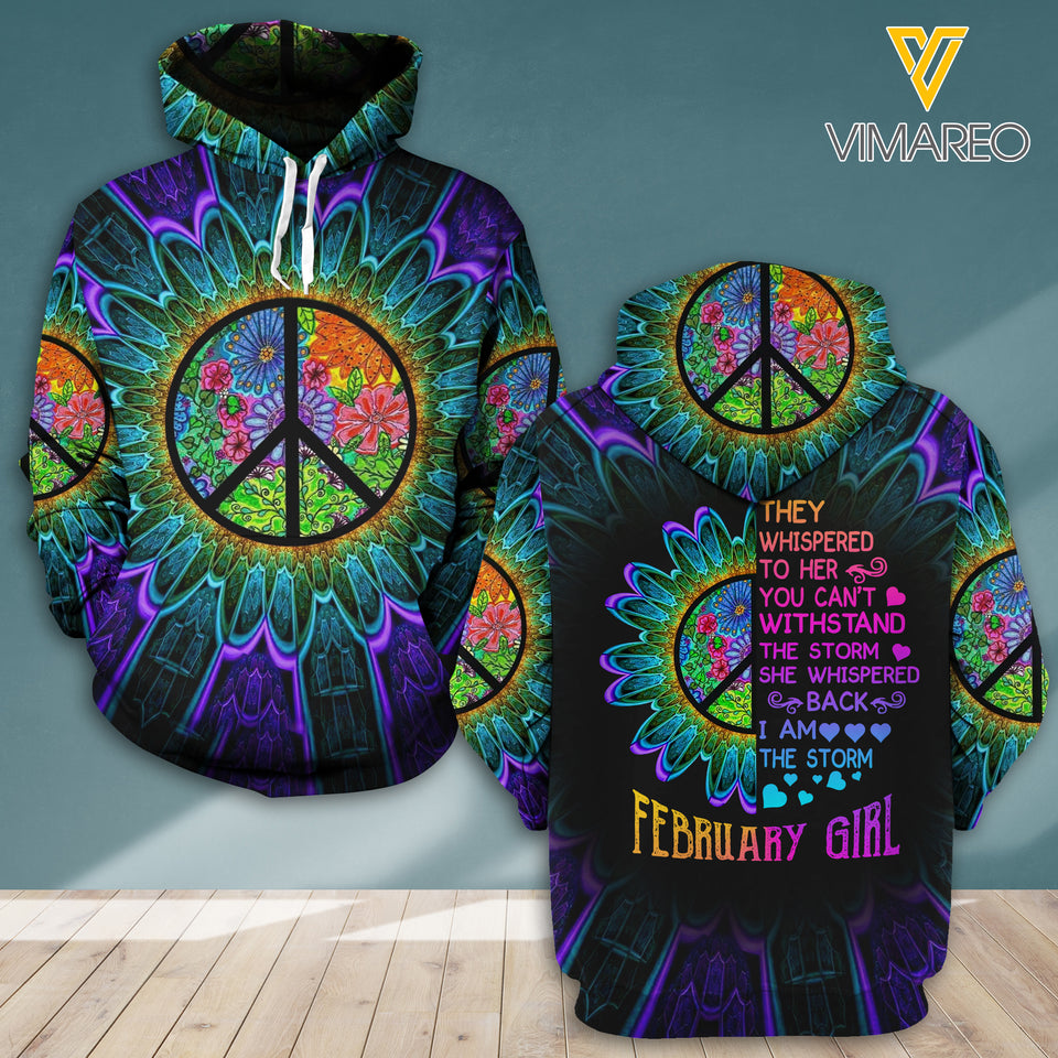 FEBRUARY GIRL HIPPIE STORM HOODIE 3D PRINTED TNDT2211