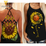 BASKETBALL SUNFLOWER GIRL CRISS-CROSS TANK TOP