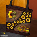 I'M HAPPY GO LUCKY RAY OF SUNSHINE SUNFLOWER TOTE BAG