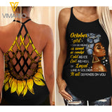 OCTOBER GIRL SUNFLOWER CRISS-CROSS TANK TOP TNTN1907