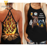 NOT TODAY CORONA CRISS-CROSS TANK TOP CAMPING BEAR