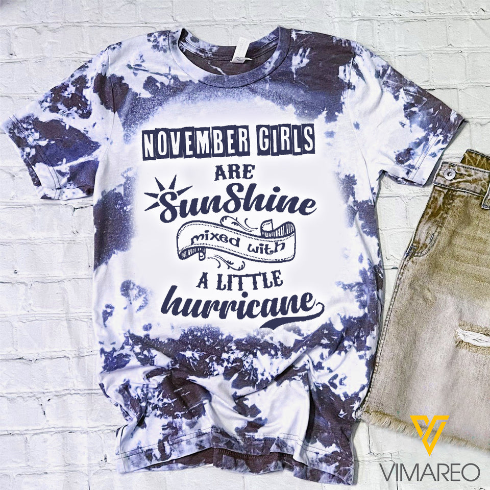 NOVEMBER GIRL SUNSHINE MIXED WITH HURRICANE BLEACHED TSHIRT PRINTED TNTQ2009