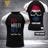 RED WHITE BLUE BEER T SHIRT 3D PRINTED SKULL
