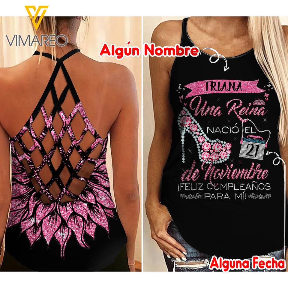 CUSTOMIZED NOVIEMBRE SPANISH GIRL CRISS-CROSS TANK TOP