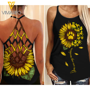 Pit Bull Sunflower Criss-Cross Open Back Camisole Tank Top