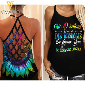 FILLE DE AOUT TIE DYE SUNFLOWER CRISS CROSS TANK FRENCH GIRL