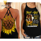 APRIL SWEET CRAZY GIRL CRISS-CROSS TANK TOP SUNFLOWER