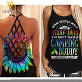 CAMPING BUDDY SUNFLOWER CRISS-CROSS TANK TOP