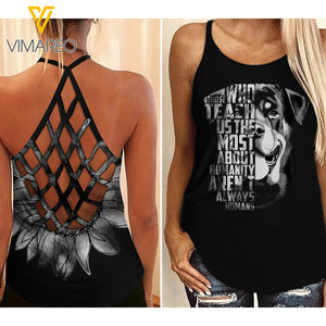Rottweiler Criss-Cross Open Back Camisole Tank Top