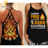 LIGHT FIRE AND BEER DISAPPEAR CRISS-CROSS TANK TOP