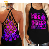 LIGHT FIRE AND BEER DISAPPEAR CRISS-CROSS TANK TOP