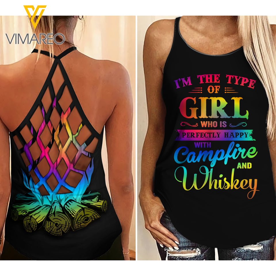 CAMPFIRE AND WHISKEY GIRL CRISS-CROSS TANK TOP