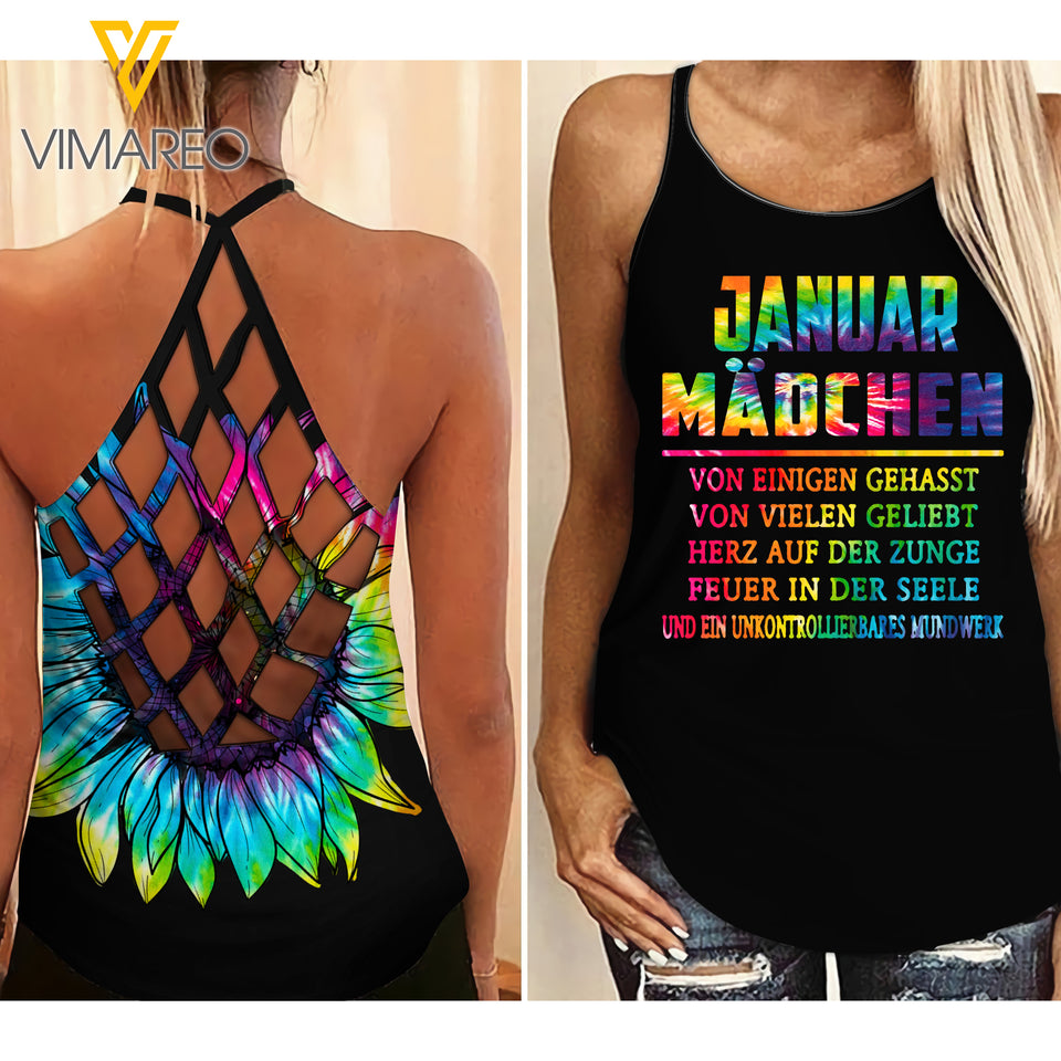 JANUAR MÄDCHEN TIE DYE SUNFLOWER CRISS CROSS TANK GERMANY GIRL