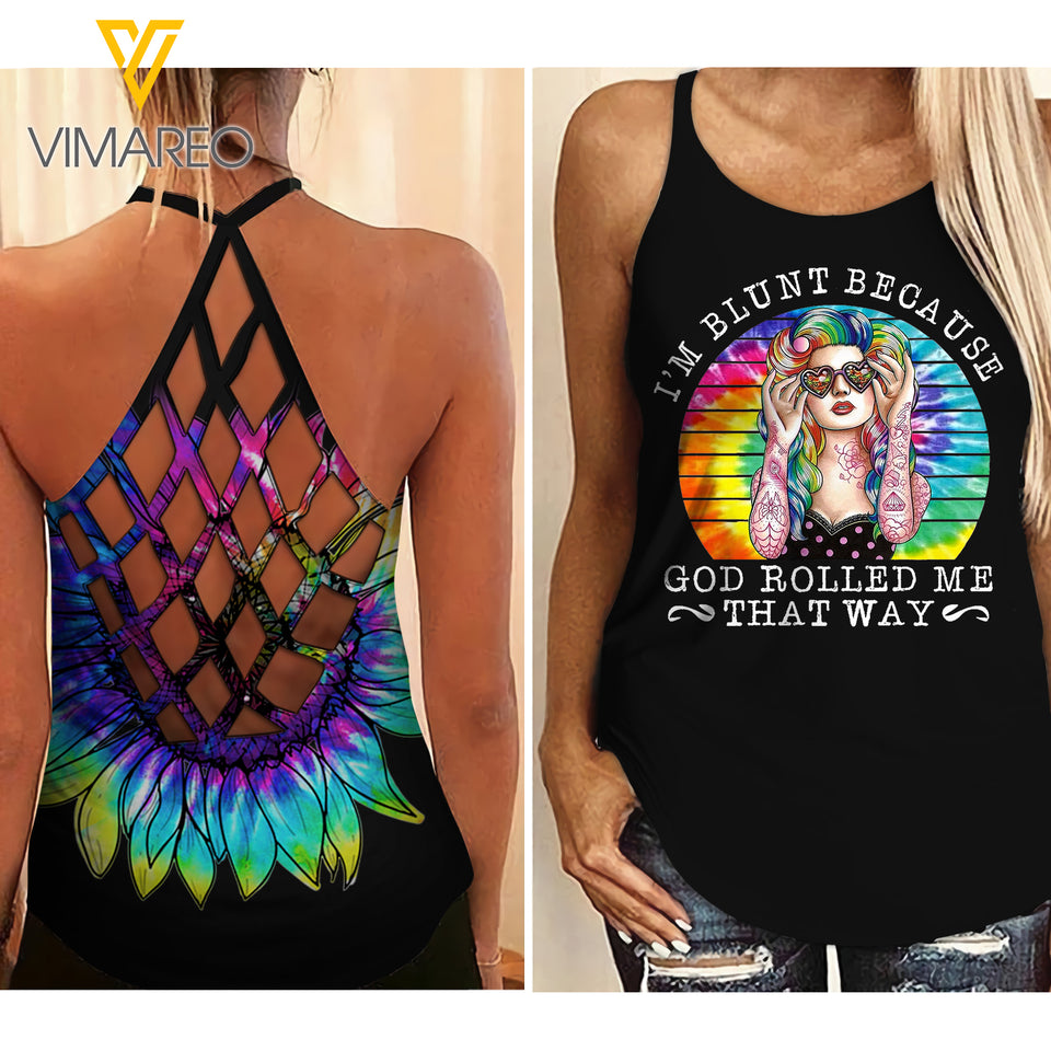 BLUNT HIPPIE GIRL CRISS-CROSS TANK TOP SUNFLOWER