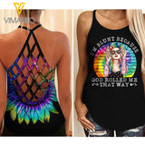 BLUNT HIPPIE GIRL CRISS-CROSS TANK TOP SUNFLOWER
