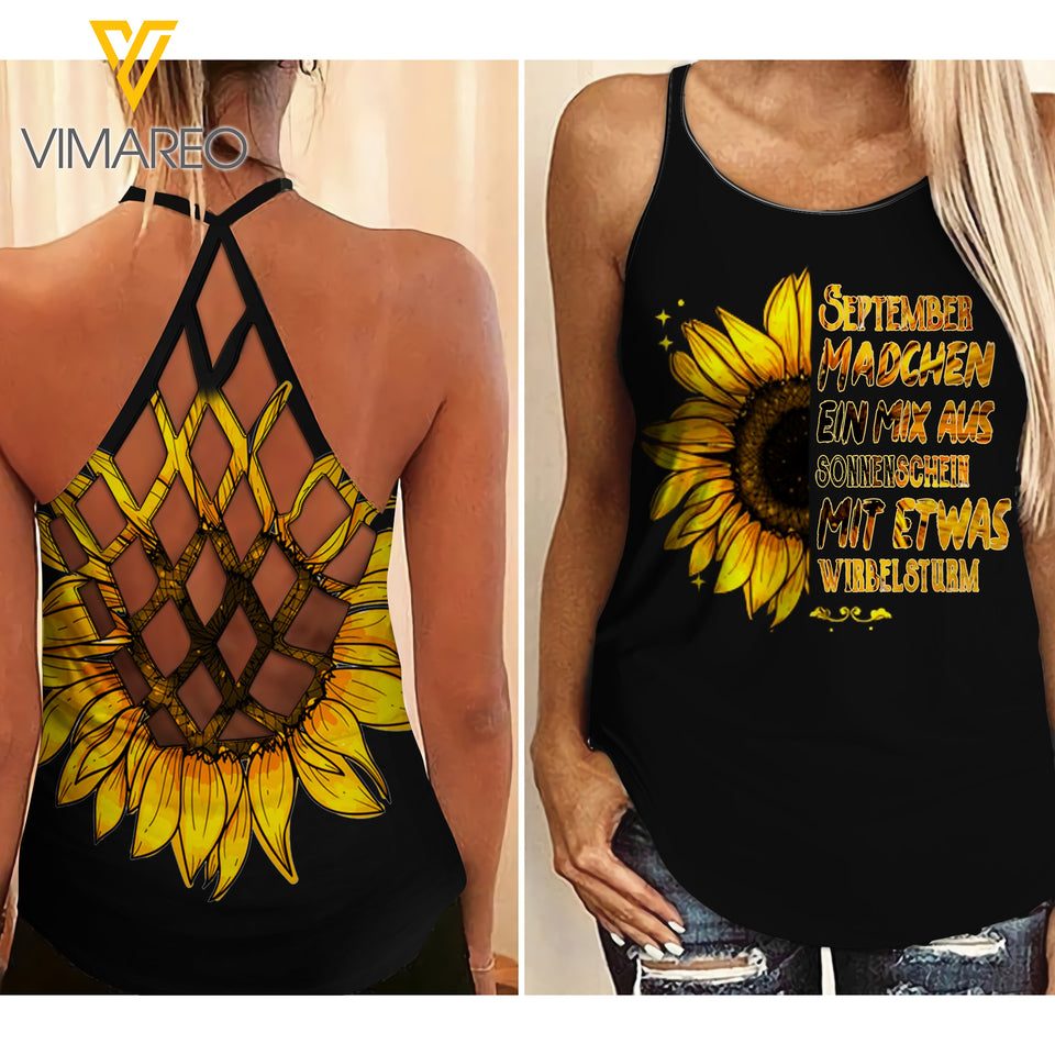 SEPTEMBER MÄDCHEN  SUNFLOWERCRISS CROSS TANK GERMANY GIRL