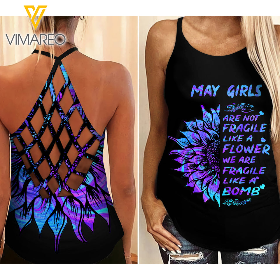 May Girl Criss-Cross Open Back Camisole Tank Top LIKEA
