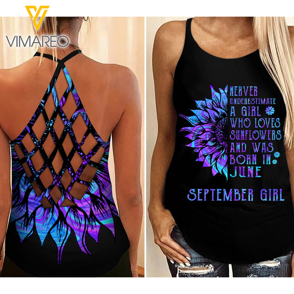 September Girl Criss-Cross Open Back Camisole Tank Top 1703NGBD