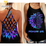 Michigan Girl Criss-Cross Open Back Camisole Tank Top 1303NGBD