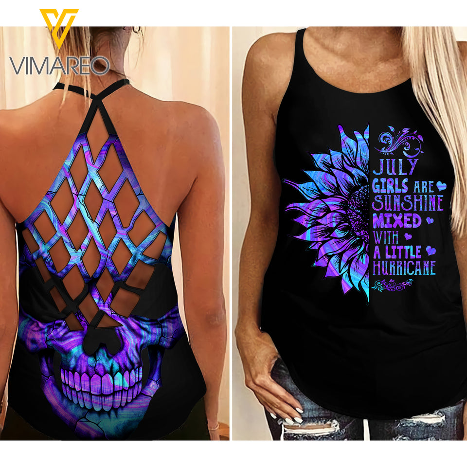 July GIRL Criss-Cross Open Back Camisole Tank Top hurricane