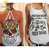 PHN Autism Criss-Cross Open Back Camisole Tank Top Legging MAR-MD12
