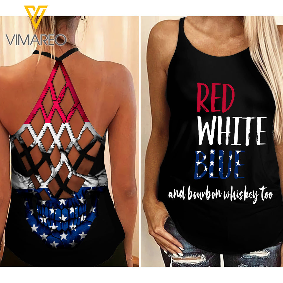 KHMD BOURBON WHISKEY Criss-Cross THICK THIGHS Tank Top Legging