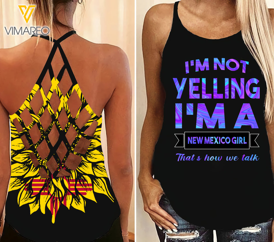 New Mexico GIRL Criss-Cross Open Back Camisole Tank Top tl133