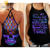 Texas Girl Criss-Cross Open Back Camisole Tank Top MAR-MD12