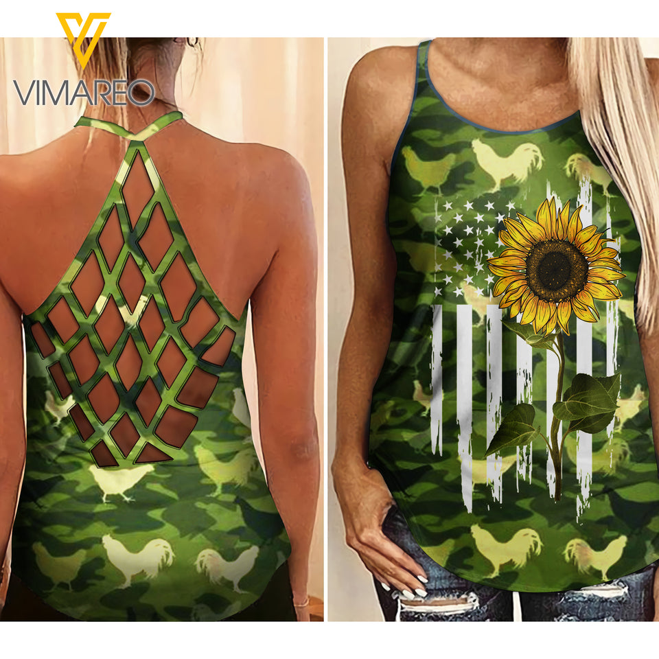 Chicken Criss-Cross Open Back Camisole Tank Top MAR-MD16