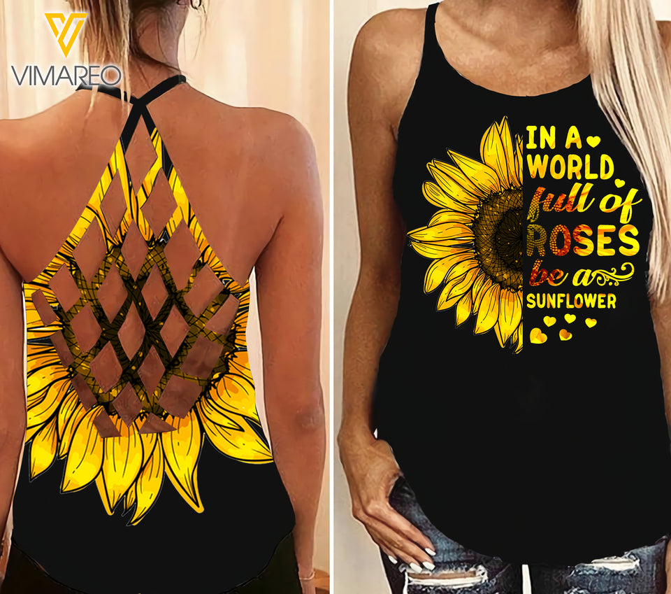 VMVH SUNFLOWER Girl Criss-Cross Open Back Camisole Tank Top 1103 HMD