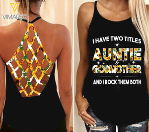 Auntie & Godmother Criss-Cross Open Back Camisole Tank Top MAR-MD13