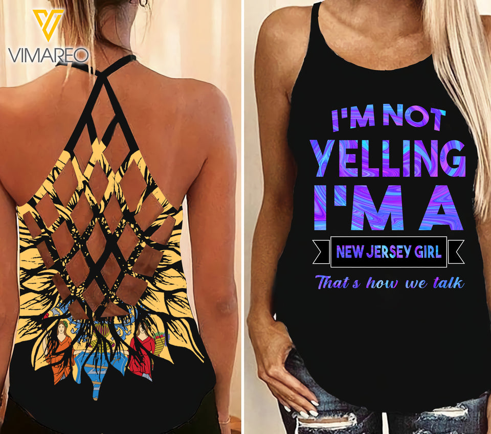 New Jersey GIRL Criss-Cross Open Back Camisole Tank Top tl133