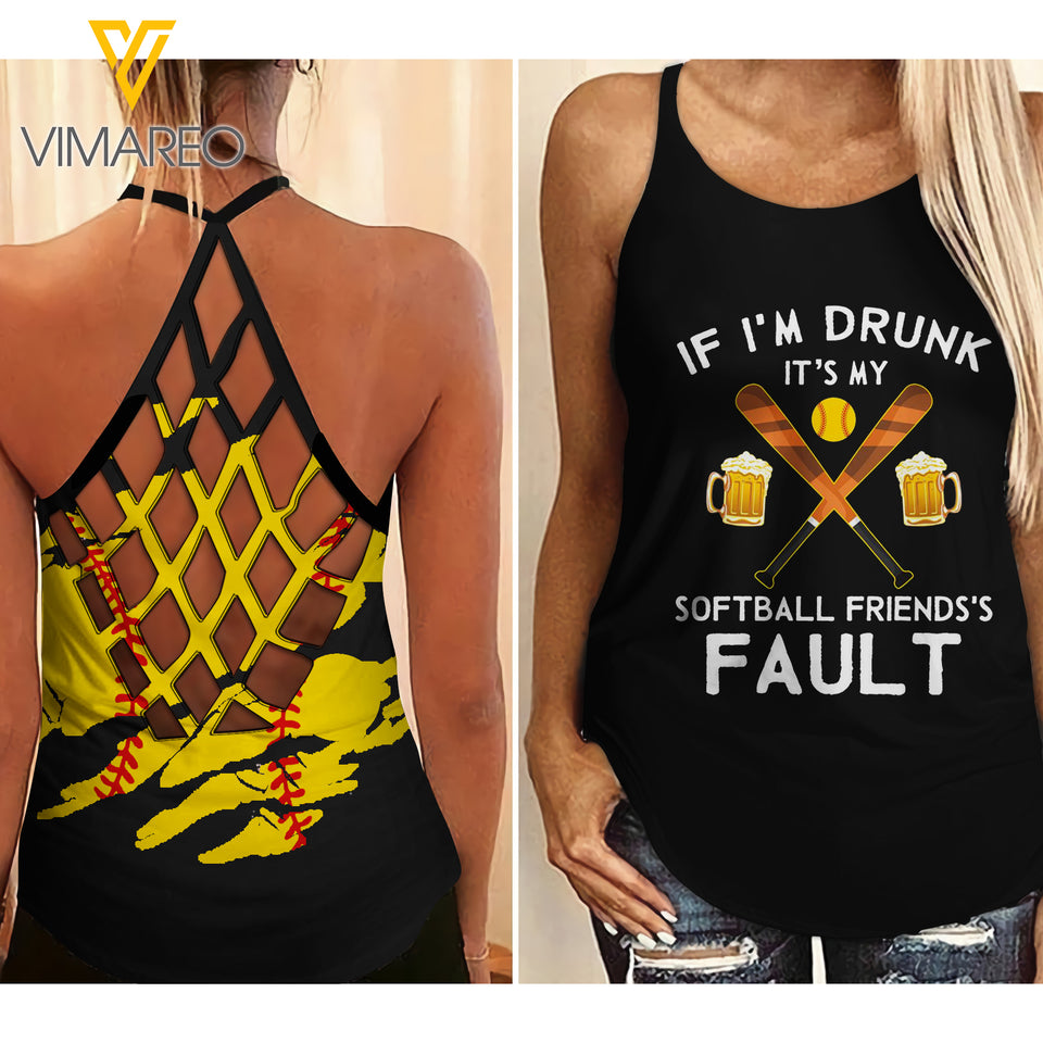 SOFTBALL DRUNK CRISS-CROSS TANK TOP