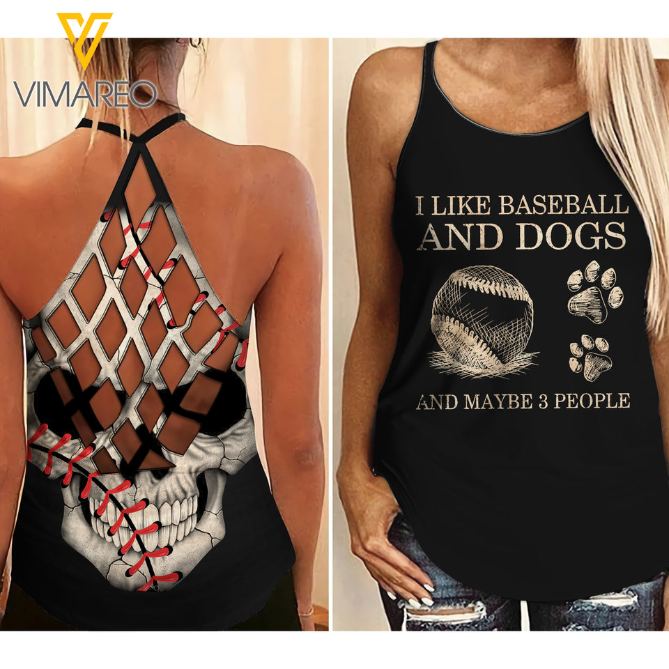 KHMD BASEBALL AND DOGS Criss-Cross Tank Top 2906