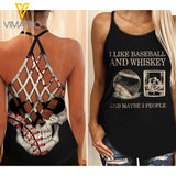 KHMD BASEBALL AND WHISKEY Criss-Cross Tank Top 2906