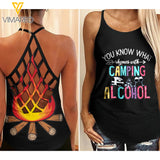 Camping girl Criss-Cross Open Back Camisole Tank Top 2204NGBD