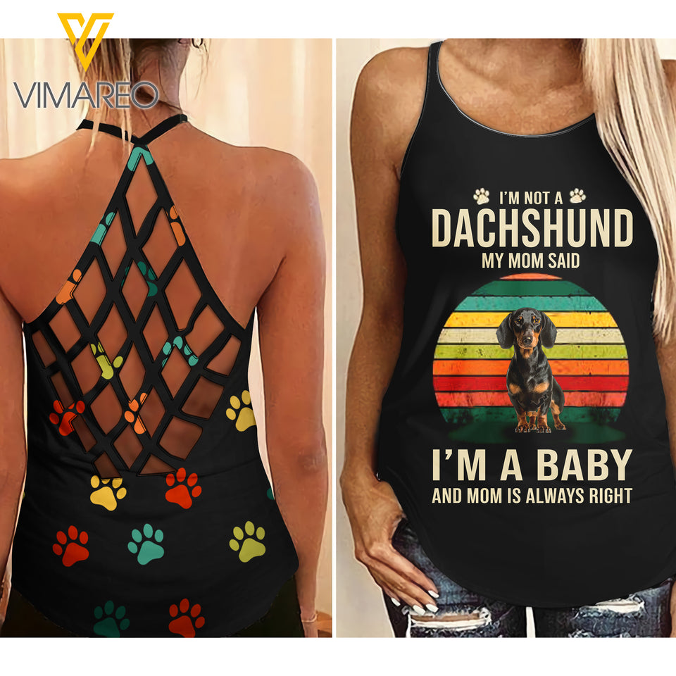 DACHSHUND BABY CRISS-CROSS TANK TOP