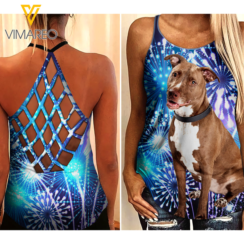 PITBULL PROUD Criss-Cross Open Back Camisole Tank Top Legging TMT2506