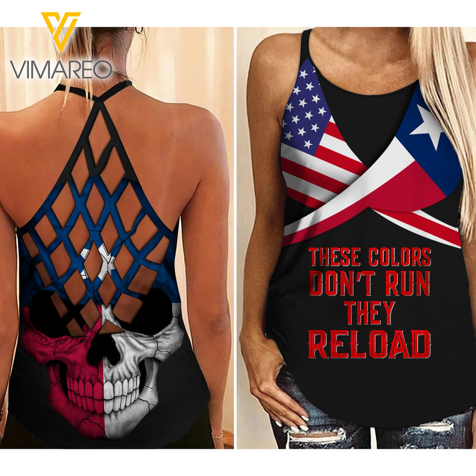 Texas girl Criss-Cross Open Back Camisole Tank Top 0405NGBD