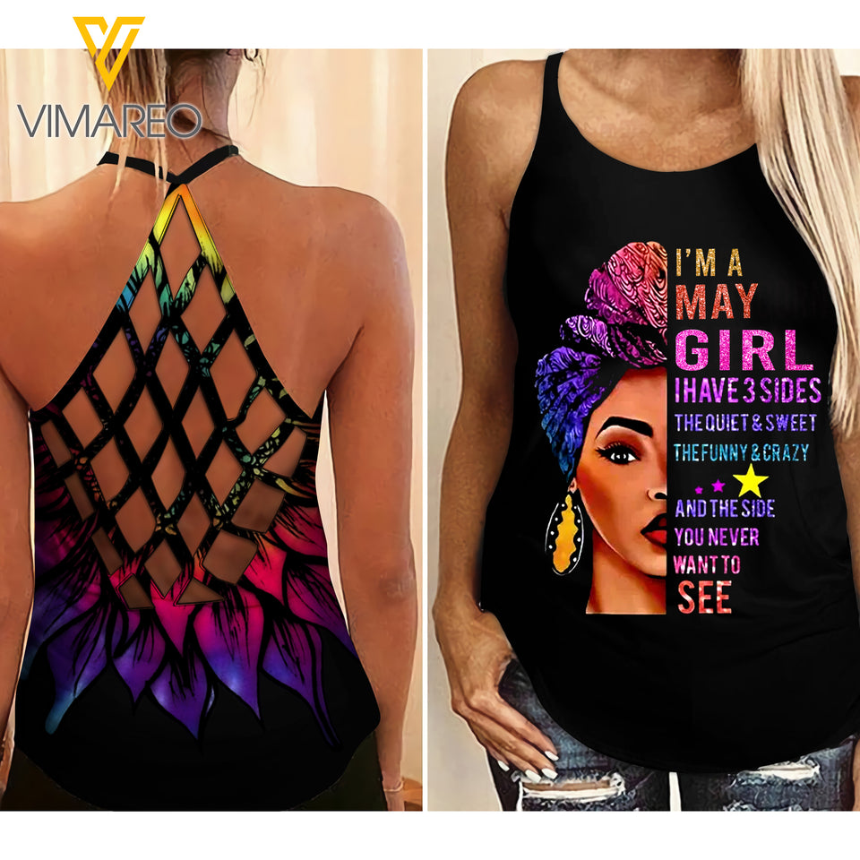 MAY GIRL SUNFLOWER CRISS-CROSS TANK TOP