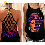 MAY GIRL SUNFLOWER CRISS-CROSS TANK TOP