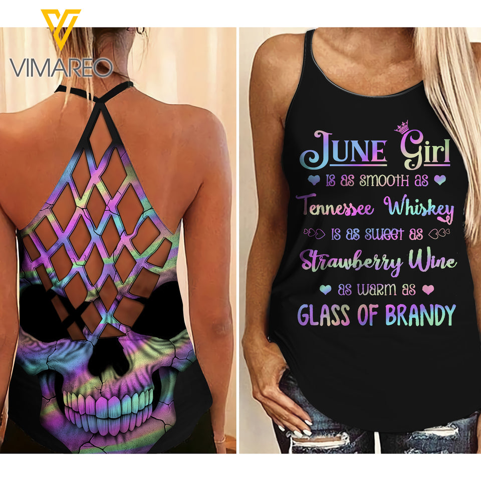 PHN June Girl Criss-Cross Open Back Camisole Tank Top Legging MAR-MD23