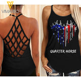 Horse Quarter girl Criss-Cross Open Back Camisole Tank Top 3006D