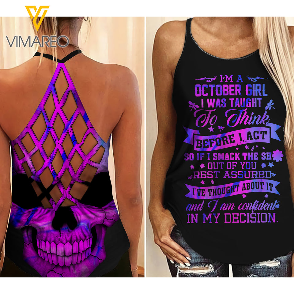 October Girl Criss-Cross Open Back Camisole Tank Top ZD2603