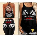 Taken by a crazy Logger Criss-Cross Open Back Camisole Tank Top Legging