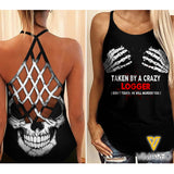 Taken by a crazy Logger Criss-Cross Open Back Camisole Tank Top Legging
