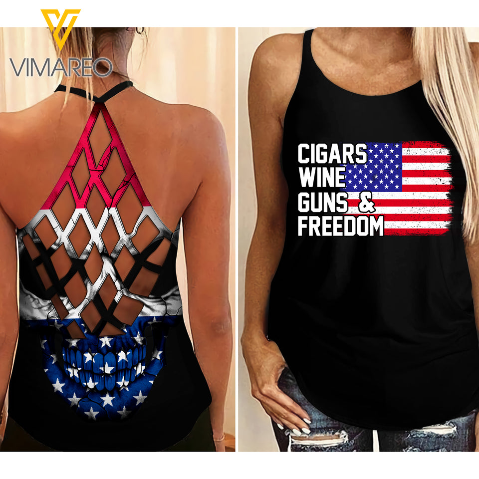 KHMD WINE FREEDOM Girl Criss-Cross Tank Top 2903